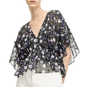 The Kooples Floral Print Silk Blouse Size 3/40